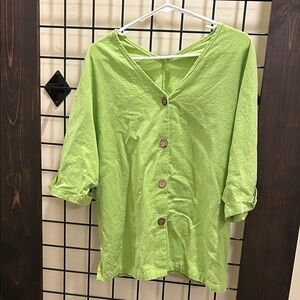 Amazon Lime Button-Down Women's Shirt